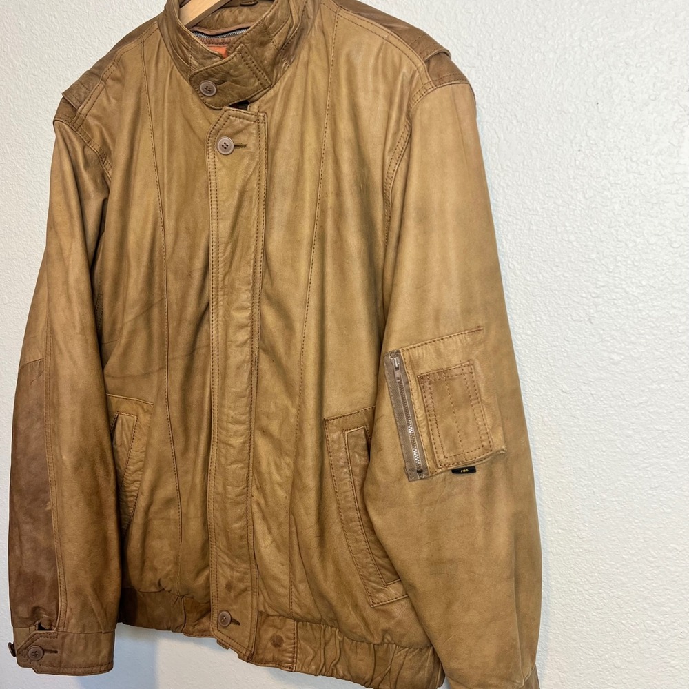 Vintage Brown Leather Bomber Jacket - London Fog Mens size‎ XL